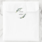 Weelderig groen en Eucalyptus Foliage Elegant Ronde Sticker (Tas)