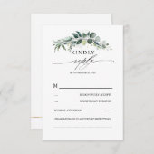 weelderig groen en eucalyptus loof bruiloft RSVP kaartje (Voorkant / Achterkant)