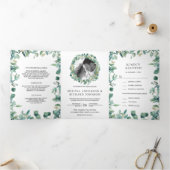 weelderig groen eucalyptus laat alles in één bruil drieluik uitnodiging (Binnen)