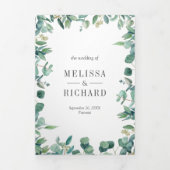 weelderig groen eucalyptus laat alles in één bruil drieluik uitnodiging (Cover)