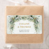 Weelderig groen gebladerte gouden lijst bruiloft etiket (Insitu)