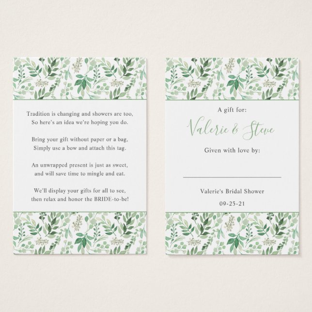 weelderig groen Geen Wrap Douche display cadeau la Visitekaartje (Voorkant /achterkant)