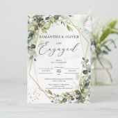 Weelderig groen goud geometrisch boho verloving kaart (Staand voorkant)