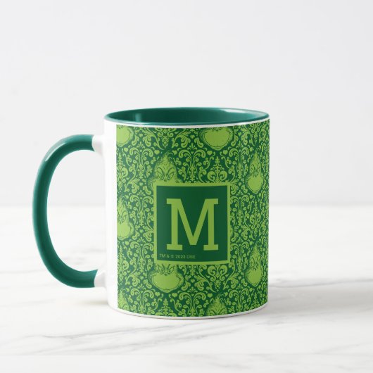 Weelderig groen Grinch-patroon | Voeg uw monogram  Mok (Links)
