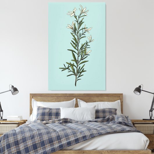 weelderig groen rozemarijn lente schilderij canvas afdruk (Insitu (Slaapkamer))
