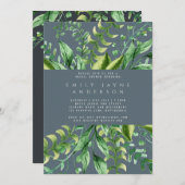 Weelderig groen staalblauw bruidsfeest modern kaart (Voorkant / Achterkant)