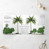 Weelderig groen tropisch landschap Palm Tree Weddi Drieluik Uitnodiging (Binnen)