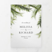 Weelderig groen tropisch landschap Palm Tree Weddi Drieluik Uitnodiging (Cover)