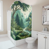 Weelderig groen vallei landschap Douchegordijn (In situ)