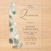 Weelderig groen verlaat moderne Quinceanera Acryl Uitnodigingen (Voorkant)