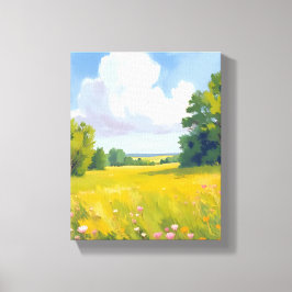Weelderig groen weilandschap natuur landschapsschi canvas afdruk