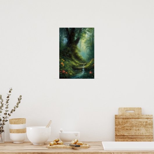 Weelderig hart van het donkere bos poster (Keuken)