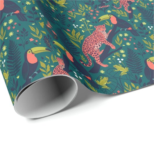 Weelderig Jungle Dierenpatroon Cadeaupapier (Rol Hoek)