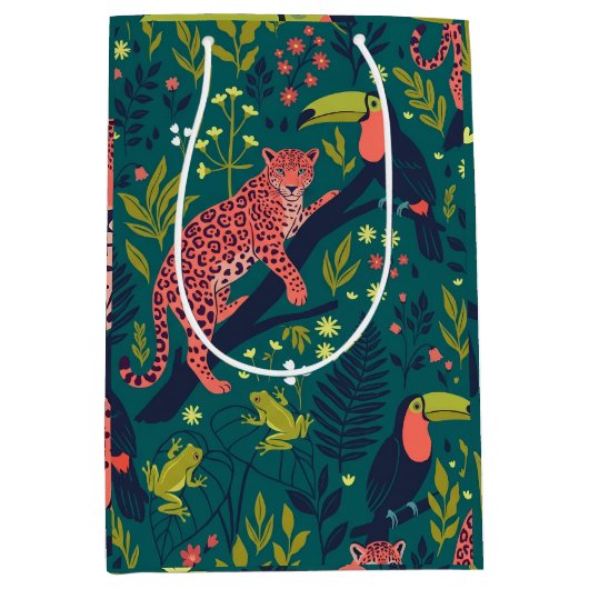 Weelderig Jungle Dierenpatroon Medium Cadeauzakje (Voorkant)