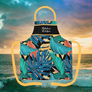 Weelderig Kleurrijk Tropisch Bananenblad Schort