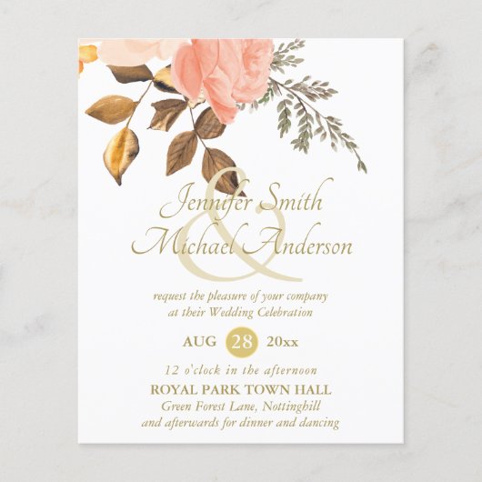 Weelderig koraalgouden bloemboeket huwelijksbloem (Voorkant)