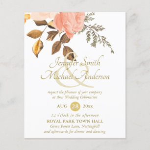 Weelderig koraalgouden bloemboeket huwelijksbloem