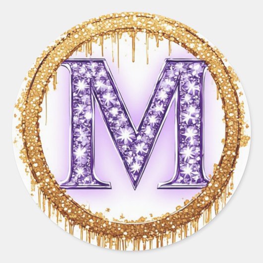 Weelderig Monogram M Trouwcadeau Idee Ronde Sticker (Voorkant)
