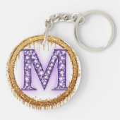 Weelderig Monogram M Trouwcadeau Idee Sleutelhanger (Achterkant)