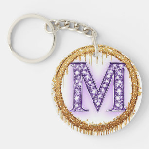 Weelderig Monogram M Trouwcadeau Idee Sleutelhanger