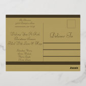 Weelderig Monogram Rode Vogel Dennentak Folie Feestdagen Briefkaart (Achterkant)