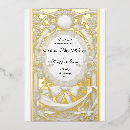 Weelderig Motief Atelier Trouw Uitnodiging, Folie Uitnodiging