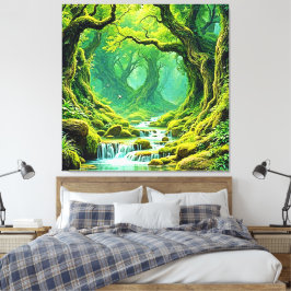 Weelderig Oerwoud Waterval Bliss Canvas Afdruk