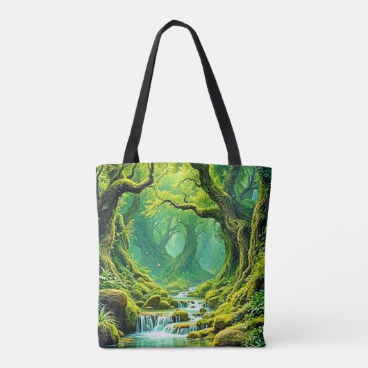 Weelderig Oerwoud Waterval Bliss Tote Bag (Achterkant)