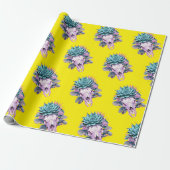 Weelderig pastel verval geel cadeaupapier (Uitgerold)