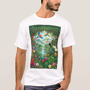 weelderig regenwoud kleurrijke poster achtergrond  t-shirt