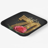 Weelderig Roos  filigraan goud 70ste verjaardag Papieren Bordje (Gebogen)