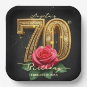 Weelderig Roos  filigraan goud 70ste verjaardag Papieren Bordje (Voorkant)