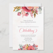 Weelderig Roze Bloemen Elegantie Huwelijk Kaart (Voorkant)