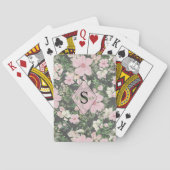 weelderig roze botanisch monogram pokerkaarten (Achterkant)