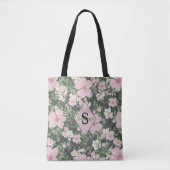  weelderig roze botanisch monogram tote bag (Voorkant)