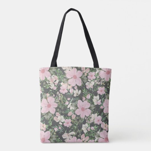 weelderig roze botanisch monogram tote bag (Achterkant)
