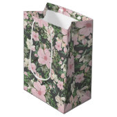  weelderig roze botanisch patroon medium cadeauzakje (Voorkant Gekanteld)