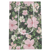  weelderig roze botanisch patroon medium cadeauzakje (Achterkant)