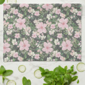  weelderig roze botanisch patroon theedoek (Gevouwen)