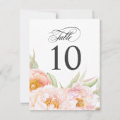 Weelderig roze pioenrozen bloemige tafel nummer kaart (Achterkant)