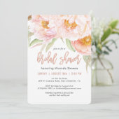 Weelderig roze pioenrozen Waterverf bloemig Vrijge Kaart (Staand voorkant)