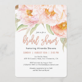 Weelderig roze pioenrozen Waterverf bloemig Vrijge Kaart