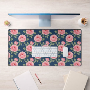 Weelderig roze rozen botanisch patroon bureaumat