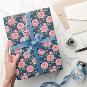 Weelderig roze rozen botanisch patroon cadeaupapier