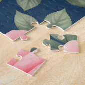 Weelderig roze rozen botanisch patroon legpuzzel (Zijkant)