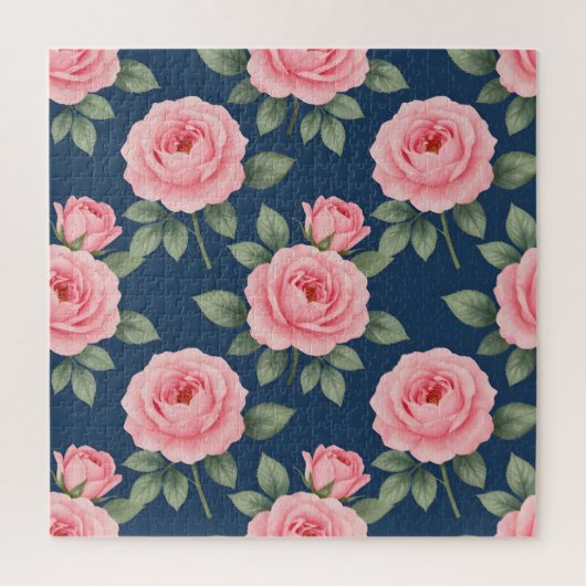 Weelderig roze rozen botanisch patroon legpuzzel (Verticaal)