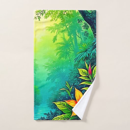 Weelderig Tropisch Oerwoud Oasis Design Bad Handdoek (Handdoek)