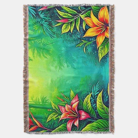 Weelderig Tropisch Oerwoud Oasis Design Deken (Voorkant Verticaal)