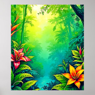 Weelderig Tropisch Oerwoud Oasis Design Poster