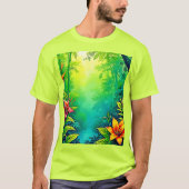 Weelderig Tropisch Oerwoud Oasis Design T-shirt (Voorkant)